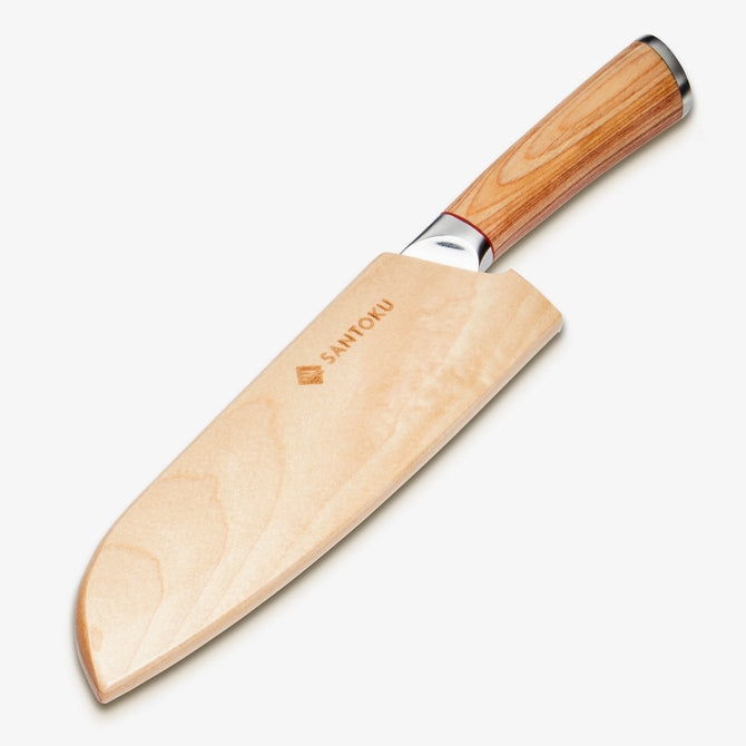 Haruta 7 inch VG10 ياباني دمشق ستيل Santoku سكين مع مقبض خشبي و Scabbard