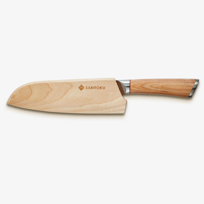 Haruta 7 inch VG10 ياباني دمشق ستيل Santoku سكين مع مقبض خشبي و Scabbard